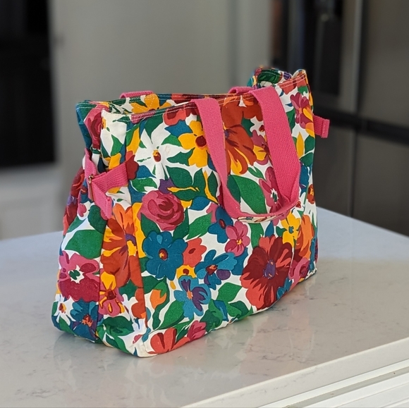 Holiday Fair Multicolor Floral Tote Travel Shopping Handbag - Picture 2 of 15